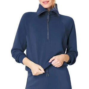 NEW, SPANX AirEssentials® Half Zip Sweater in navy Size XL #T3621